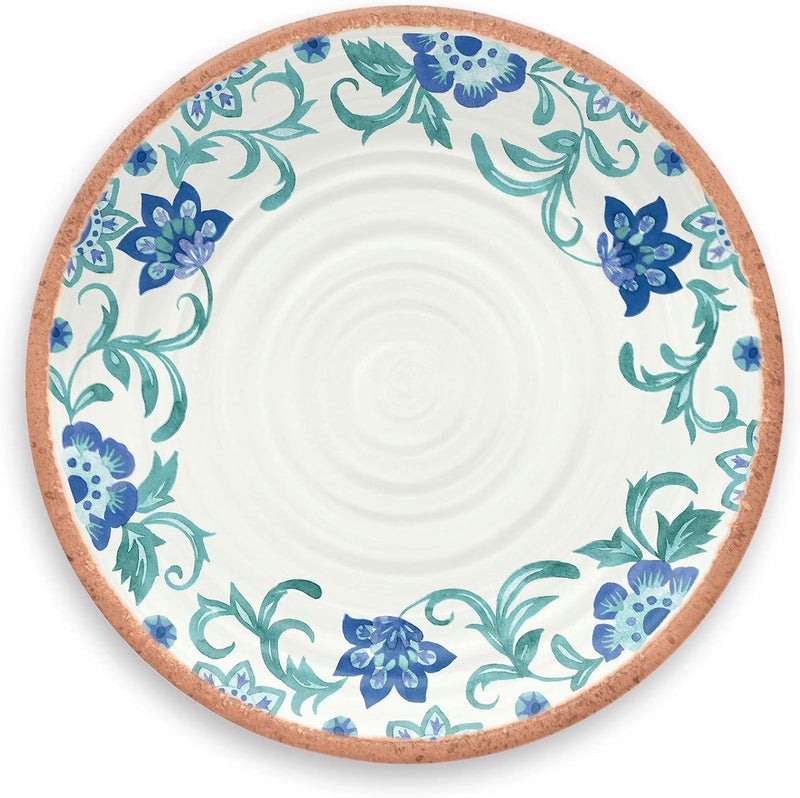 TarHong Rio Turquoise Floral Dinner Plate 105 Melamine Set of 6 - Image 3