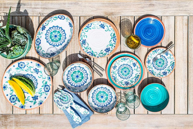 TarHong Rio Turquoise Floral Dinner Plate 105 Melamine Set of 6 - Image 5