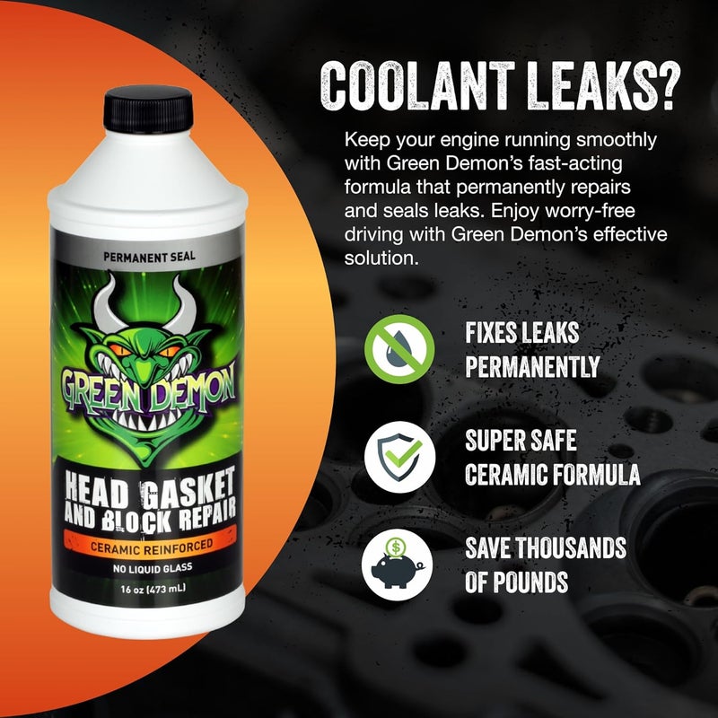 Green Demon Head Gasket and Block Repair - Ceramic Reinforced Sealer for Cars, SUVs, and Trucks - 16oz - Image 2