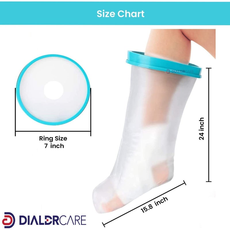DIALDRCARE أغطية جبيرة مقاومة للماء للاستحمام - واقي للساق للحفاظ على جفاف الجروح، الضمادات، التضميد (واقي جبيرة الساق) - Image 2
