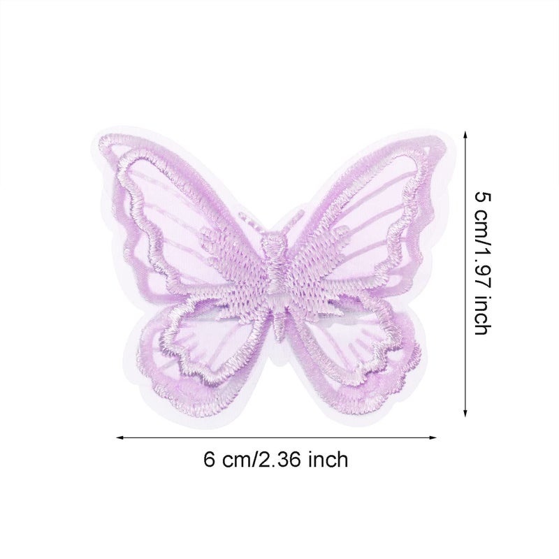 PENTA ANGEL Butterfly Hair Clips Penta Angel 6Pcs Lace Embroidery Flower Butterfly Hair Bow Pins Wedding Hair Accessories for Women Halloween Christmas Party Decor (Light Purple) - Image 2