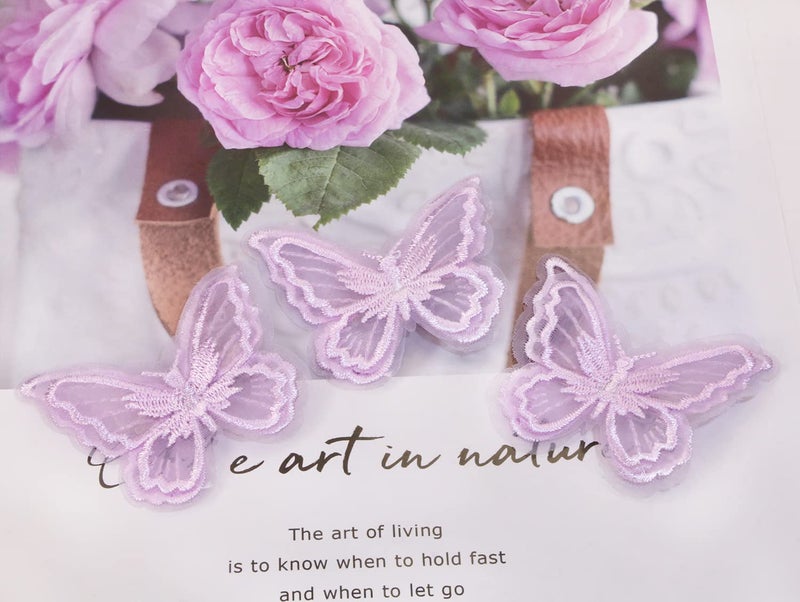 PENTA ANGEL Butterfly Hair Clips Penta Angel 6Pcs Lace Embroidery Flower Butterfly Hair Bow Pins Wedding Hair Accessories for Women Halloween Christmas Party Decor (Light Purple) - Image 4