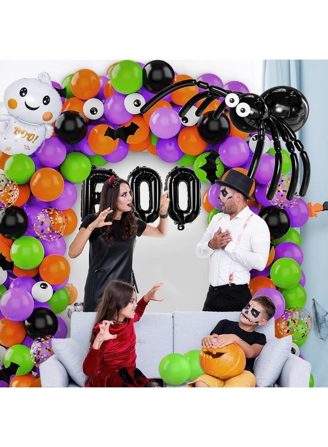 Garma 114 Pcs Halloween Balloons Garland Arch Kit, Orange Black Purple Latex Party Balloons Set with Pumpkin Spider Bat Tree Man BOO Foil Balloons and Confetti Balloons for Halloween Party Decorations - Image 5