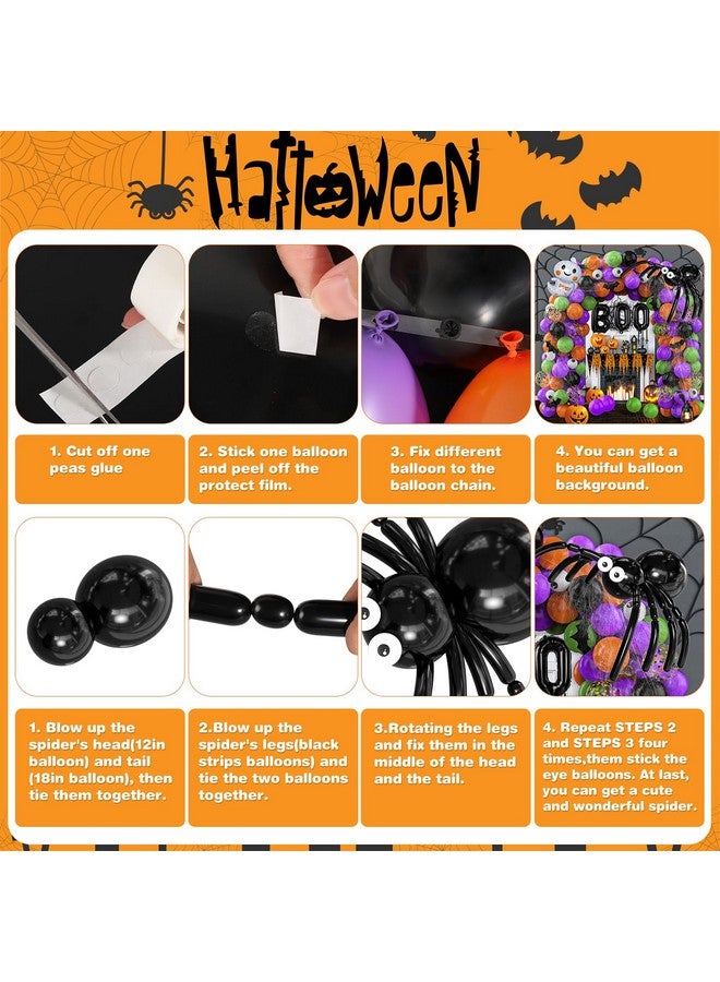 Garma 114 Pcs Halloween Balloons Garland Arch Kit, Orange Black Purple Latex Party Balloons Set with Pumpkin Spider Bat Tree Man BOO Foil Balloons and Confetti Balloons for Halloween Party Decorations - Image 4
