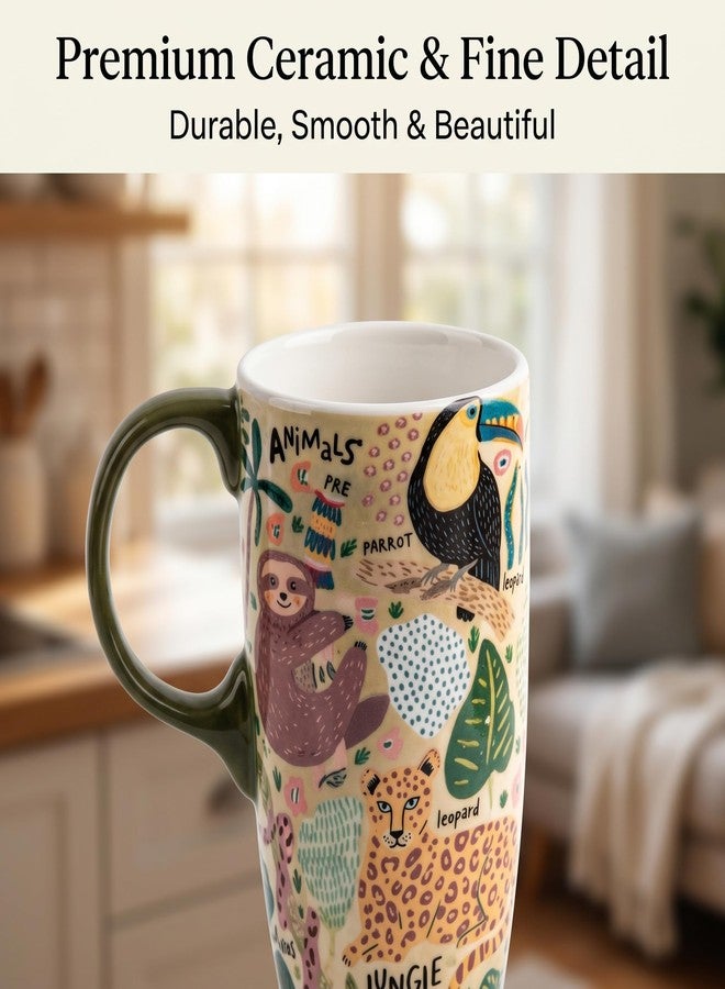 DUSVALLY Coffee Mug with Handle, Splash-Resistant Slider Lid, Perfect for Coffee and Tea, Microwave & Dishwasher Safe, Animal Tea Mug - Image 4