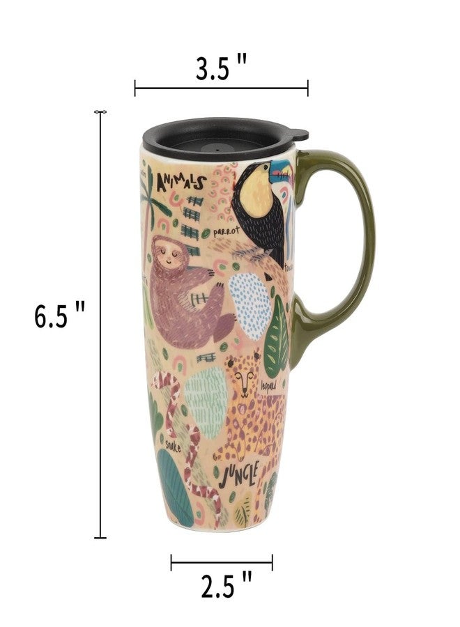 DUSVALLY Coffee Mug with Handle, Splash-Resistant Slider Lid, Perfect for Coffee and Tea, Microwave & Dishwasher Safe, Animal Tea Mug - Image 5