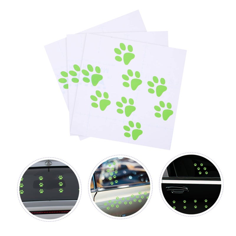 3D Cat Footprint Car Decal Sticker Green 11X11cm PVC Set - Image 5