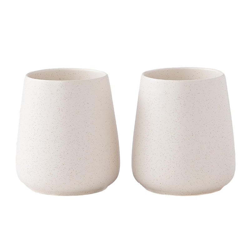 Eyrozia Beige Toothbrush Holder for Bathroom 2Pcs Ceramic Tooth Brushing Holders Set Toothbrush Cup Toothpaste Organizer for Bathroom Countertop Makeup Brush Holder Pen Holder for Home Desktop Storage - Image 2