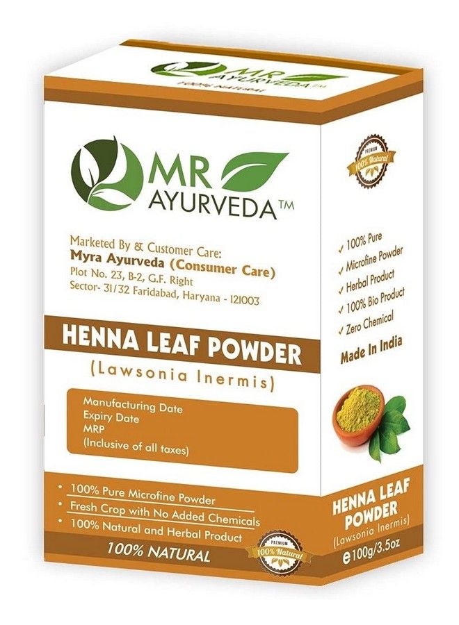 MR Ayurveda مسحوق الحناء النقي 100% ; مسحوق الحناء البيولوجي ; مسحوق الحناء العضوي ; مسحوق الحناء لتلوين الشعر ; بدون مواد كيميائية مضافة 100 جرام - Image 5