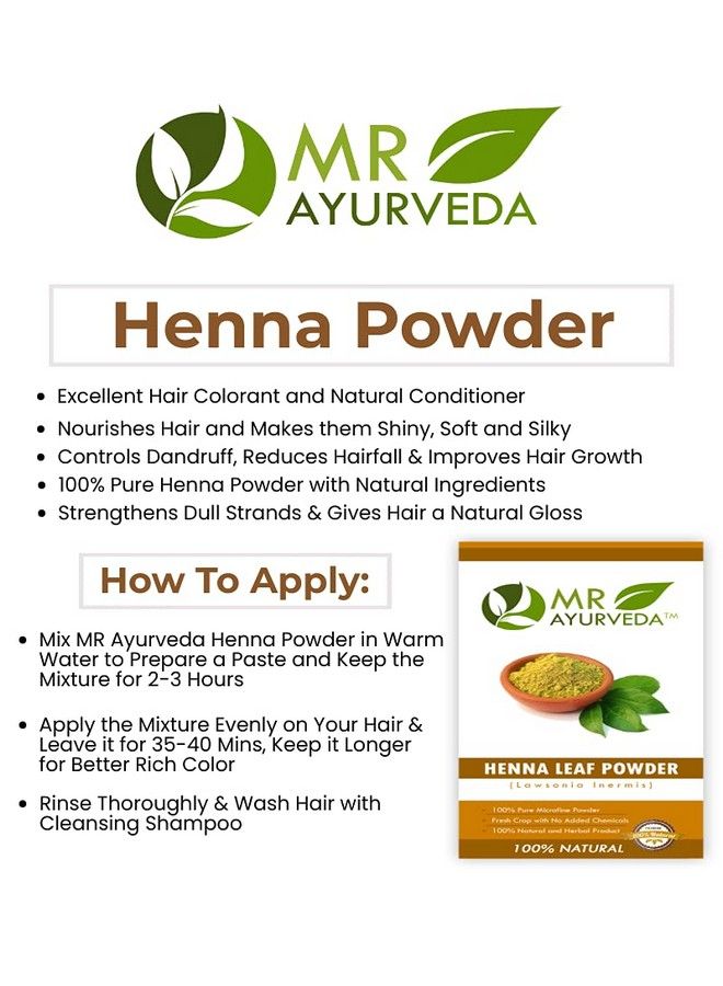 MR Ayurveda مسحوق الحناء النقي 100% ; مسحوق الحناء البيولوجي ; مسحوق الحناء العضوي ; مسحوق الحناء لتلوين الشعر ; بدون مواد كيميائية مضافة 100 جرام - Image 4