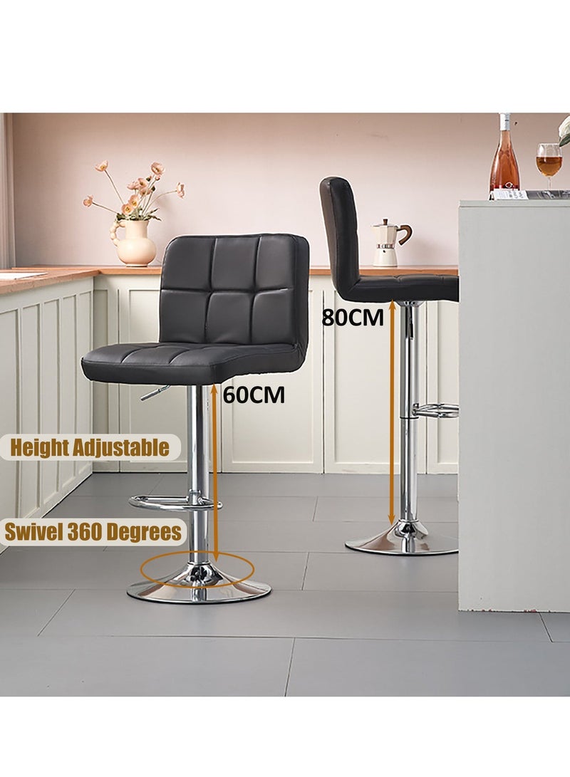 YY-Recheer Swivel Bar Stool Height Adjustable Counter Stool, PU Leather Bar Chair with Backrest and Footrest for Store, Office, Home Kitchen Dining Room - Image 4