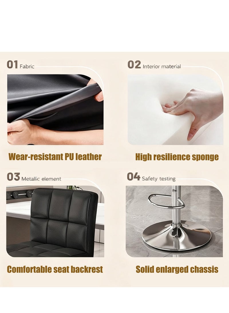 YY-Recheer Swivel Bar Stool Height Adjustable Counter Stool, PU Leather Bar Chair with Backrest and Footrest for Store, Office, Home Kitchen Dining Room - Image 5