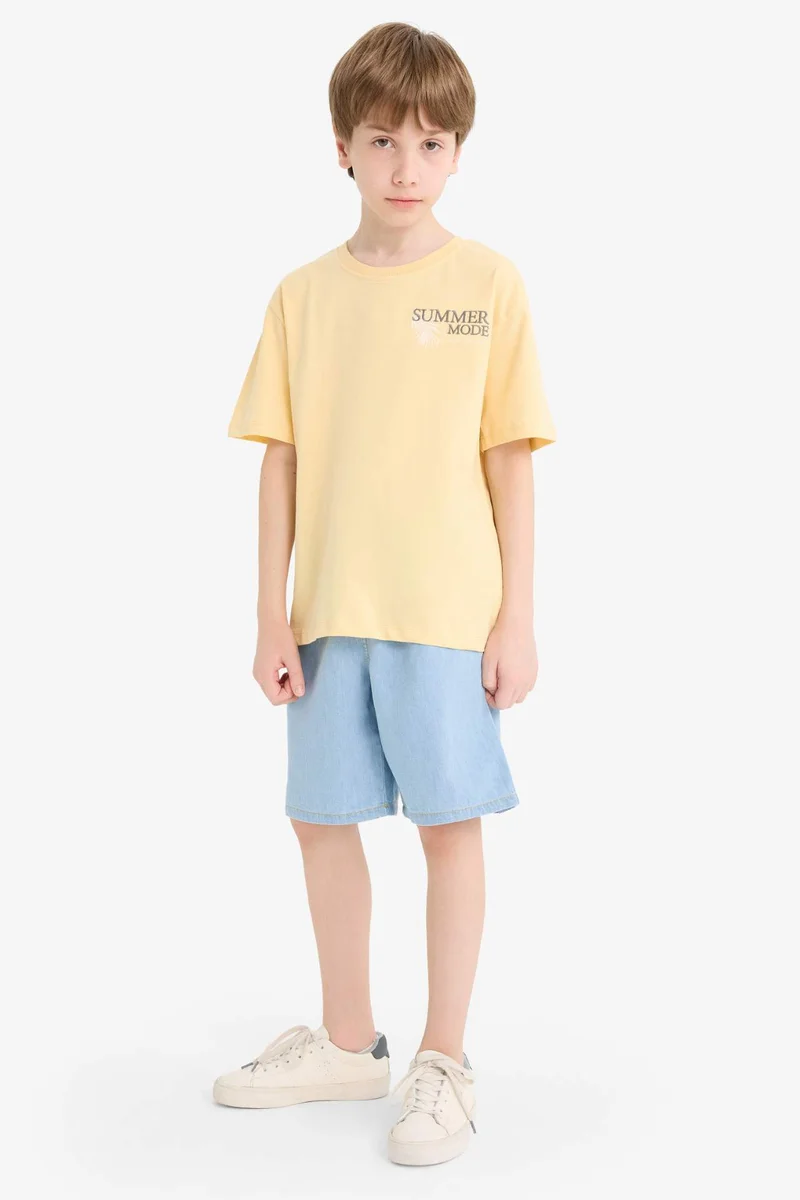 ديفاكتو Boy Regular Fit Crew Neck Printed T-Shirt