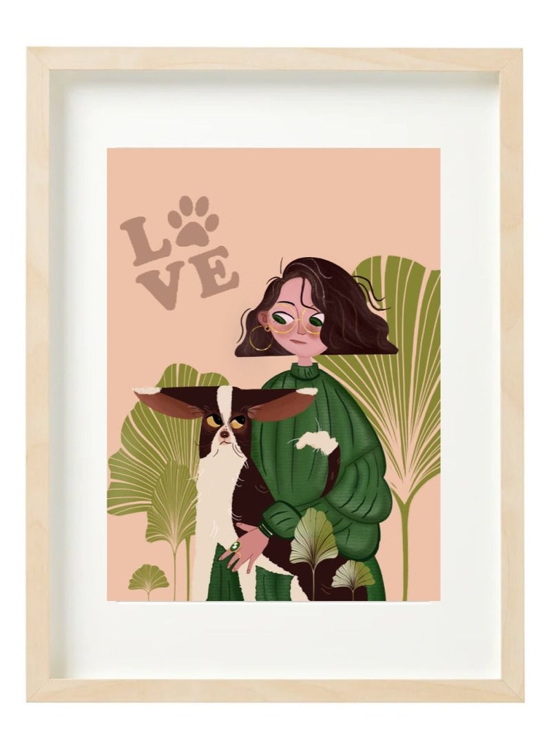 Boomah Accessories Dog Lover, Pet Lover Animal Illustration Nursery Poster with Frame 30x40cm