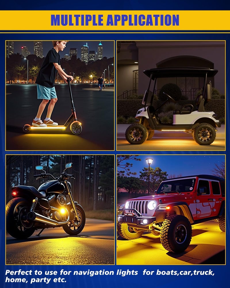DUOFU365 Amber LED Strip Lights for Motorcycles and Cars - 30CM, 15 SMD, IP67 Waterproof, 6PCS - Image 3