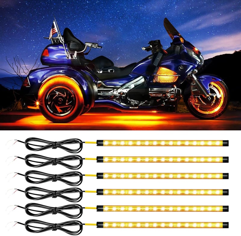 DUOFU365 Amber LED Strip Lights for Motorcycles and Cars - 30CM, 15 SMD, IP67 Waterproof, 6PCS - Image 1