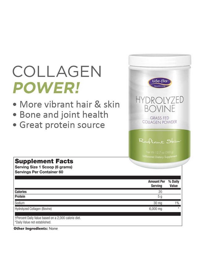 Life-flo Hydrolyzed Bovine Collagen Grass Fed ; Supports Vibrant Skin & Hair Bone & Joint Health ; 12.7Oz 60 Serv.  - Image 3
