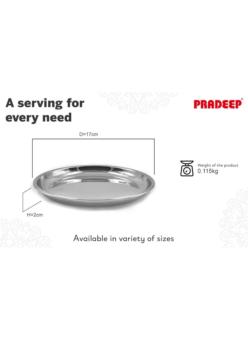 Pradeep Stainless stell Heavy Gauge Dinner plate with Mirror Finish/Serveware plates/snacks plates/Thali Plates/food grade/Quarter plates/Full Plates/Steel Serving plate for Dinner(Quarter Plate-Set of 3 Pcs)  - Image 3