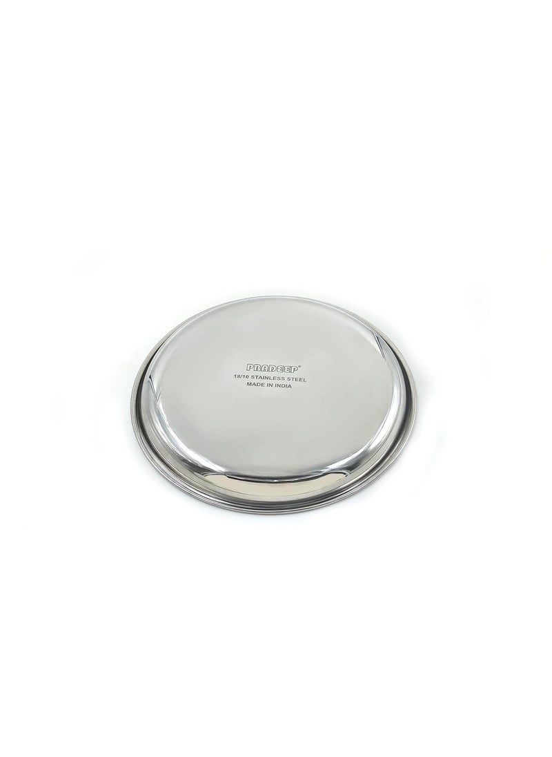 Pradeep Stainless stell Heavy Gauge Dinner plate with Mirror Finish/Serveware plates/snacks plates/Thali Plates/food grade/Quarter plates/Full Plates/Steel Serving plate for Dinner(Quarter Plate-Set of 3 Pcs)  - Image 2