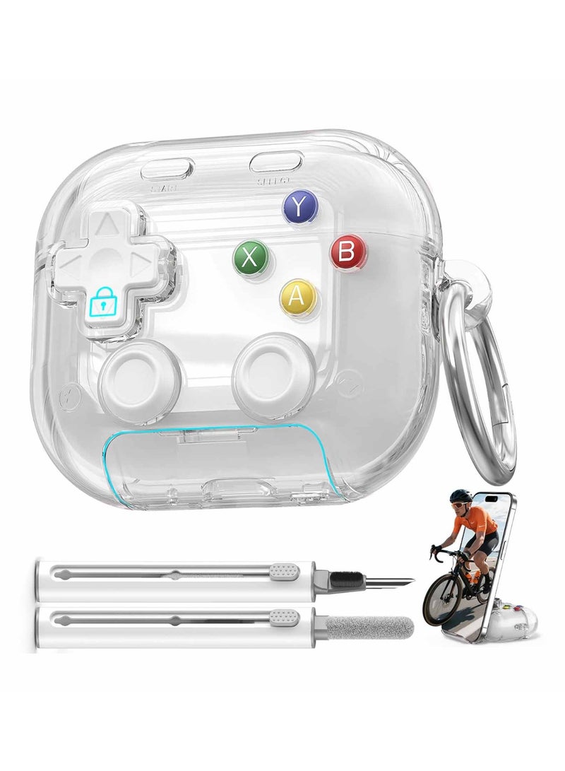 QIRG for AirPods 4 Case Cover, with Pressable Button, Safety Lock & Phone Stand,Cool Funny Gifts Case for Women Men to Relief Stress,Clear White - Image 1