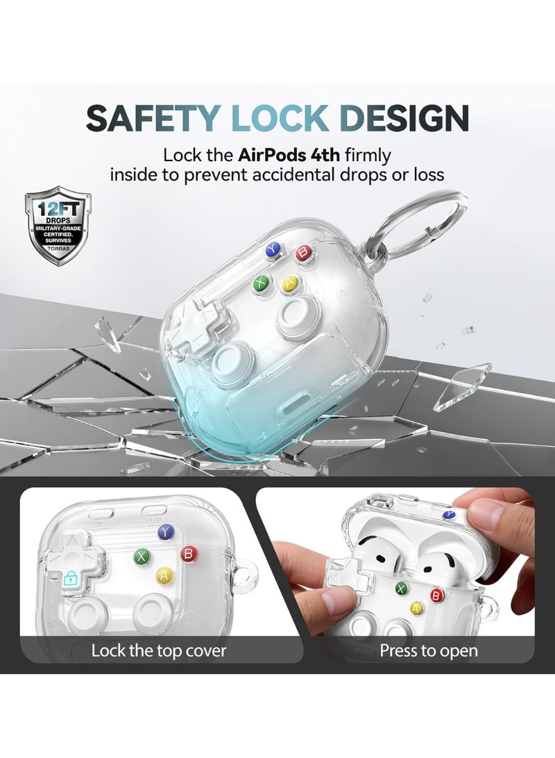 QIRG for AirPods 4 Case Cover, with Pressable Button, Safety Lock & Phone Stand,Cool Funny Gifts Case for Women Men to Relief Stress,Clear White - Image 5