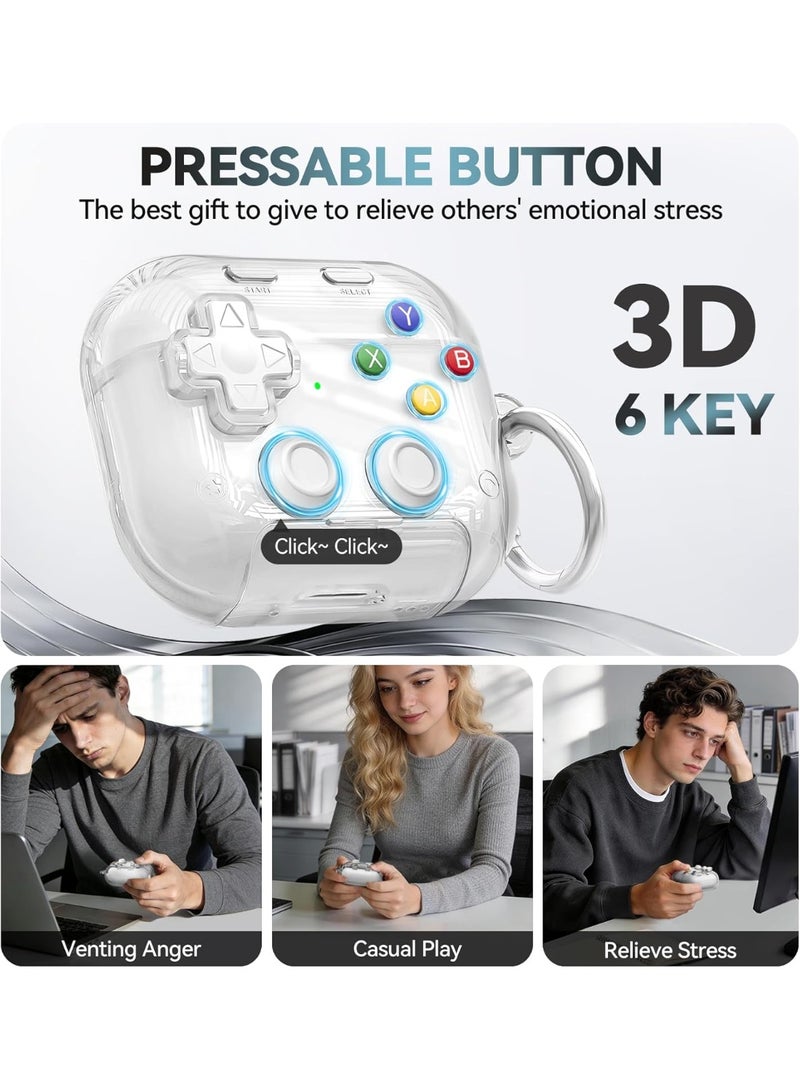 QIRG for AirPods 4 Case Cover, with Pressable Button, Safety Lock & Phone Stand,Cool Funny Gifts Case for Women Men to Relief Stress,Clear White - Image 3