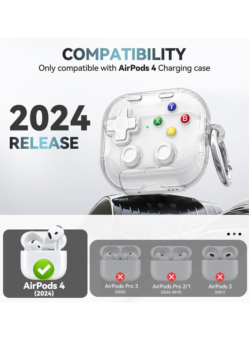QIRG for AirPods 4 Case Cover, with Pressable Button, Safety Lock & Phone Stand,Cool Funny Gifts Case for Women Men to Relief Stress,Clear White - Image 2