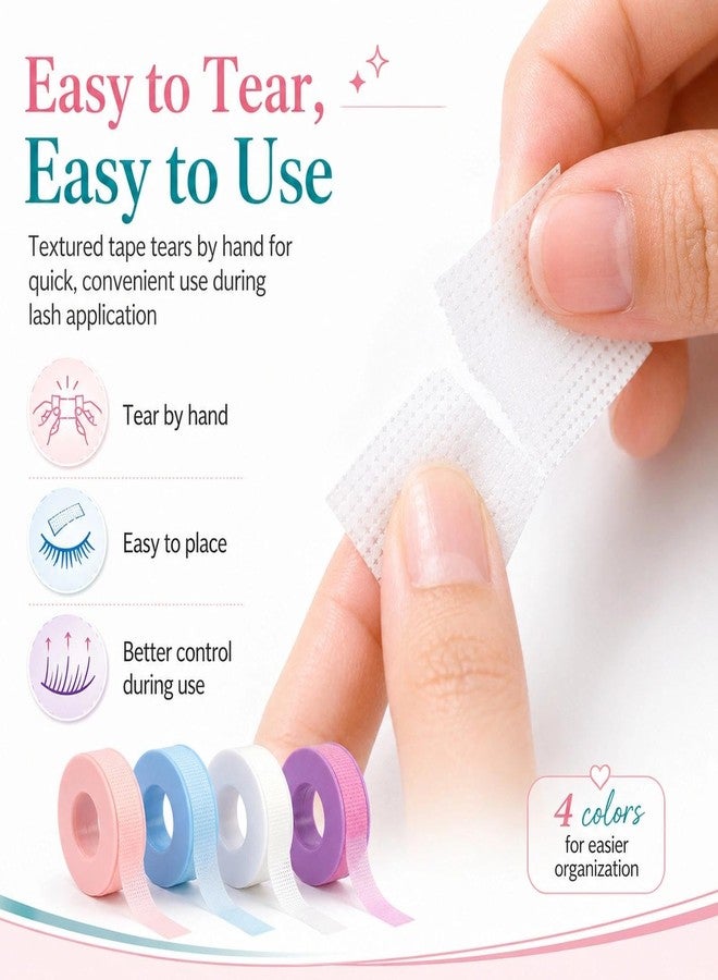 LZM Lash Tape for Eyelash Extensions - Eyelash Tape Silicone Gel Eyelash Extension Tape for Sensitive Skin Pain-Free Removal Breathable Micro-Porous Lash Extensions (1in x 4yd, 4Rolls, Mix) - Image 3
