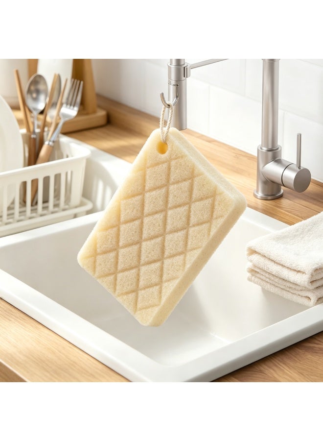 Kitchen Dishwashing Sponge Scrubber, Reusable Cleaning Cloth, Beige - Image 4