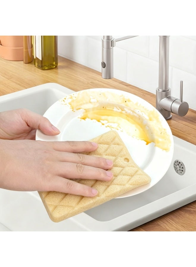 Kitchen Dishwashing Sponge Scrubber, Reusable Cleaning Cloth, Beige - Image 2