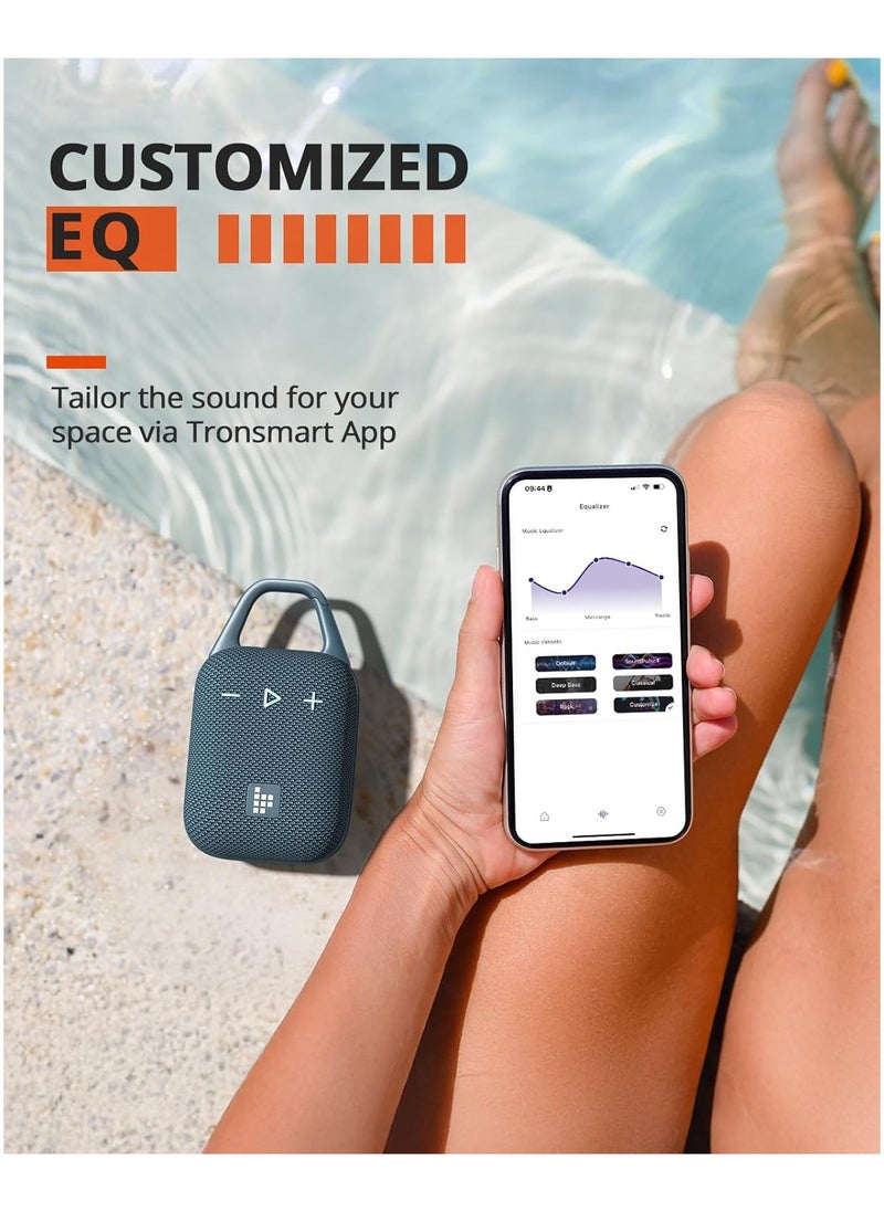 ترونسمارت - مكبر صوت محمول خارجي Tronsmart Mirtune H1، وقت تشغيل 20 ساعة، صوت عالٍ وباس قوي، حلقة تسلق مدمجة، مقاومة للماء IPX7، تخصيص EQ، مكبر صوت بلوتوث 5.3 لركوب الدراجات والمشي لمسافات طويلة والتسلق (أزرق) - Image 1