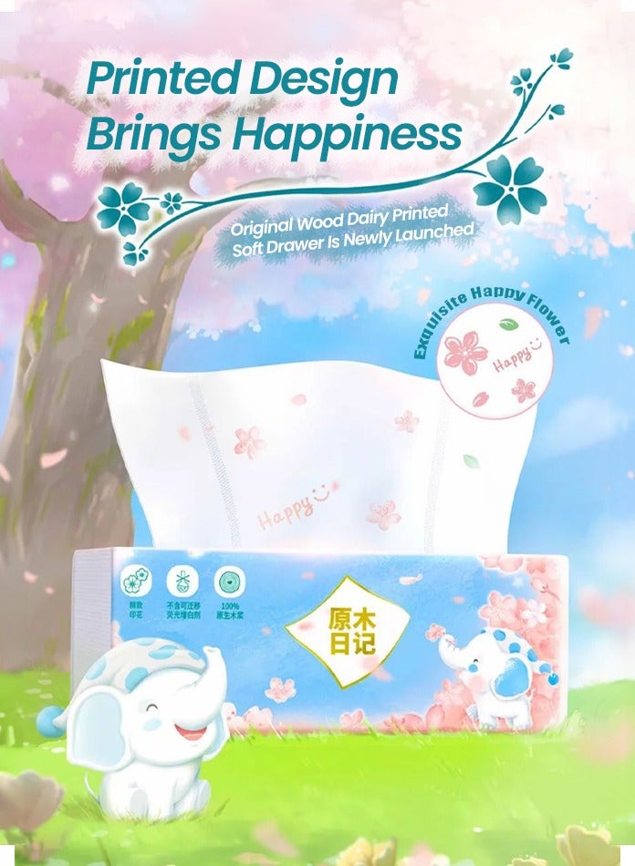 MODI Soft Facial Tissues – 3 Ply, 130 Sheets x 20 Packs – Baby Safe, Flower Print, Skin-Friendly, 100% Virgin Wood Pulp  - Image 4