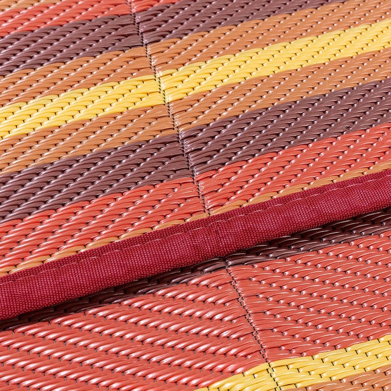 WondRg Outdoor Plastic Straw Rug Waterproof Patio 5x8 Red Orange Stripe Mat for Porch Camping RV Balcony Deck Courtyard Reversible Lightweight Durable Portable Carpet - Image 5