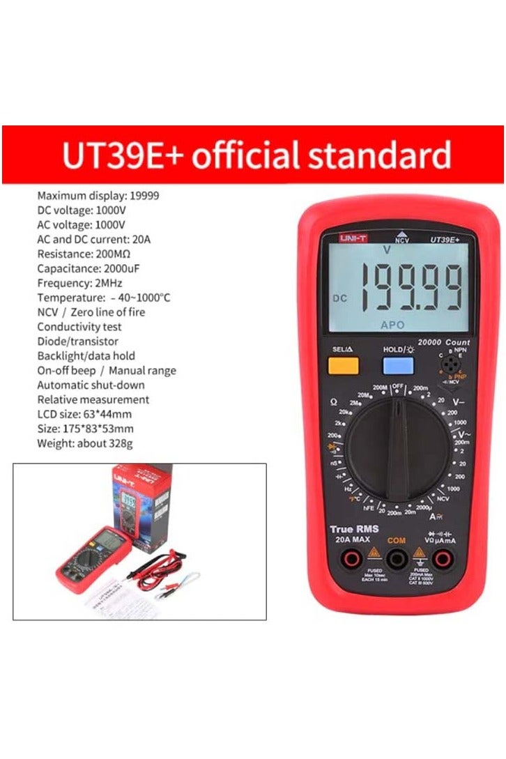 UniT UNI-T UT39E+ Digital Multimeter Auto Range with LCD Backlight Data Hold Multimetro Tester (UT39E+) - Image 1