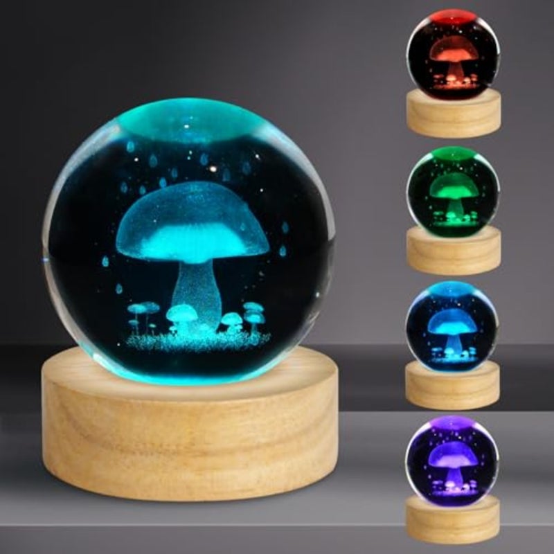 3D Crystal Ball Night Light - 2.4in Figurines Decor Table Lamp with 16 Color Change Gifts for Room, Birthday, Christmas, Women, Friends, - Image 1