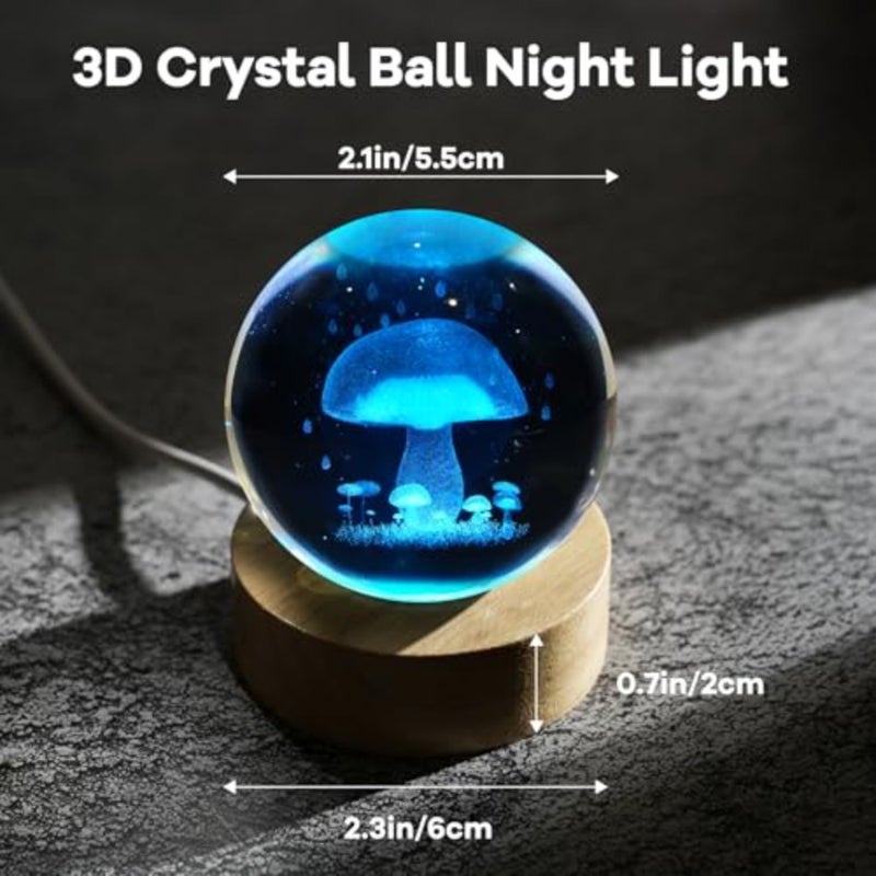 3D Crystal Ball Night Light - 2.4in Figurines Decor Table Lamp with 16 Color Change Gifts for Room, Birthday, Christmas, Women, Friends, - Image 5