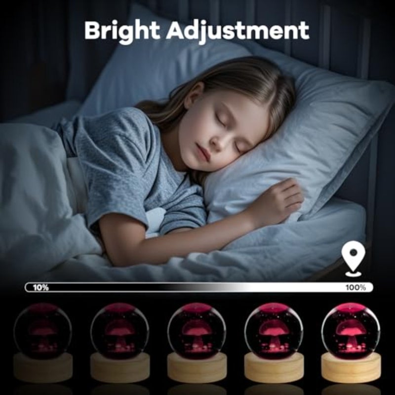 3D Crystal Ball Night Light - 2.4in Figurines Decor Table Lamp with 16 Color Change Gifts for Room, Birthday, Christmas, Women, Friends, - Image 3