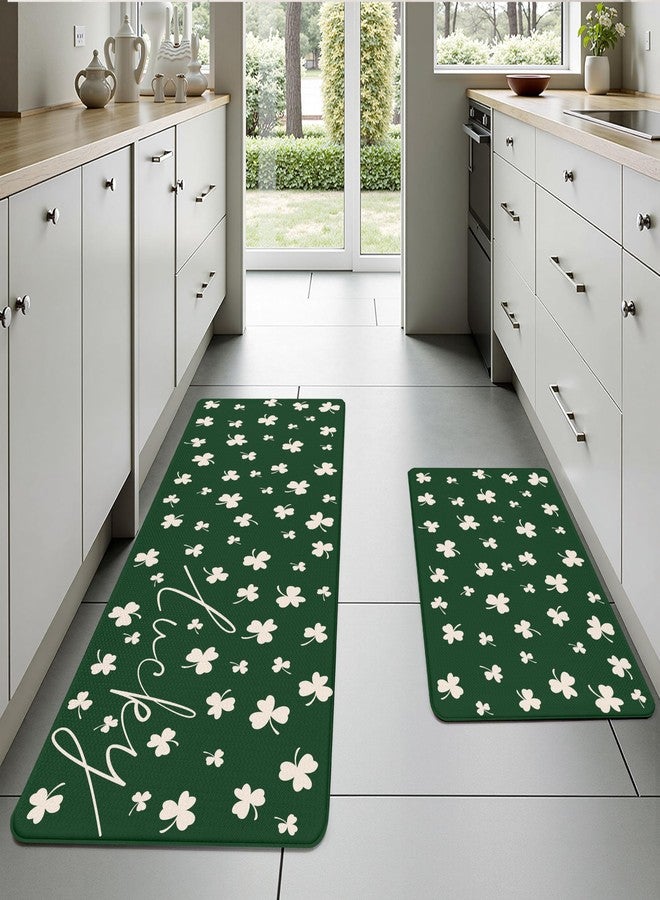 VivaNest Happy St. Patrick's Day Lucky Clovers Green Kitchen Rug Sets [2 PCs], Anti-Fatigue, Waterproof Non-Slip Kitchen Mats Heavy Duty Comfort Foam Rug for Kitchen, Floor, Home, Laundry,17.3"x29"+17.3"x47" - Image 3