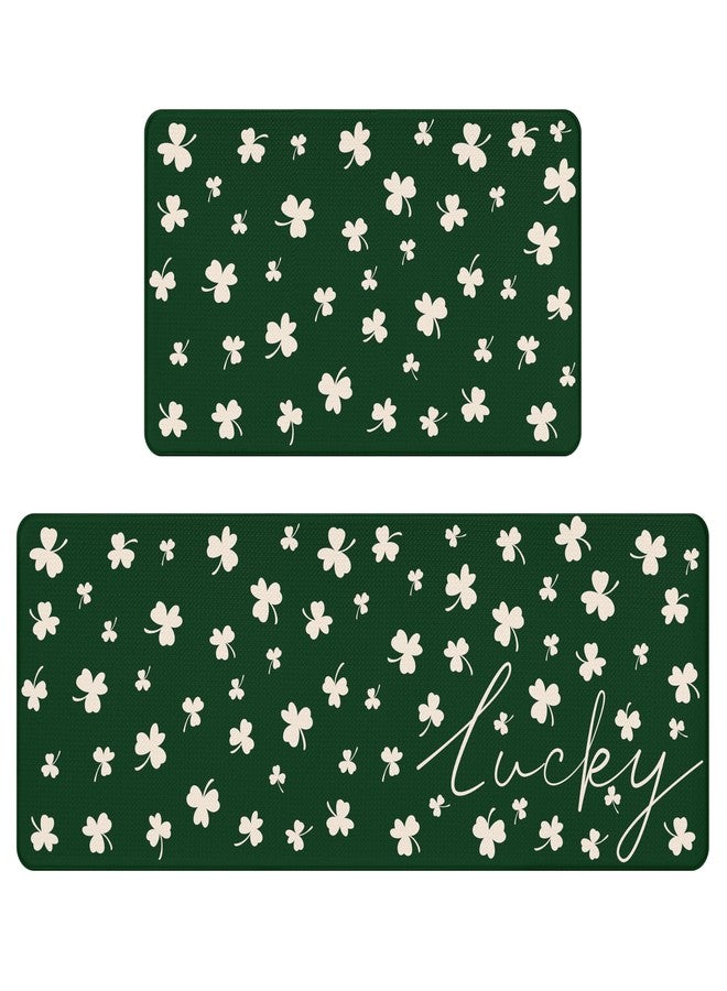 VivaNest Happy St. Patrick's Day Lucky Clovers Green Kitchen Rug Sets [2 PCs], Anti-Fatigue, Waterproof Non-Slip Kitchen Mats Heavy Duty Comfort Foam Rug for Kitchen, Floor, Home, Laundry,17.3"x29"+17.3"x47" - Image 2