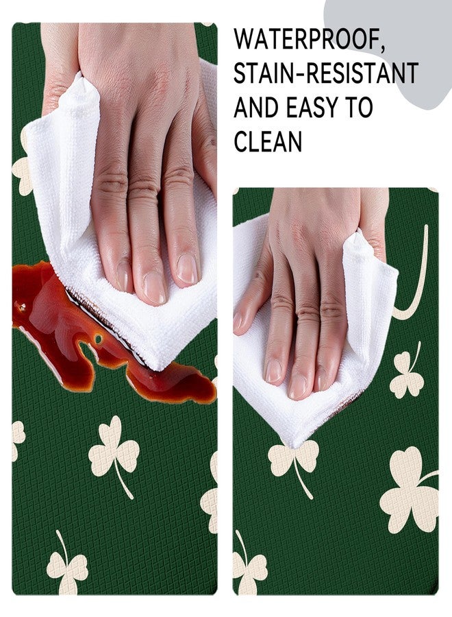 VivaNest Happy St. Patrick's Day Lucky Clovers Green Kitchen Rug Sets [2 PCs], Anti-Fatigue, Waterproof Non-Slip Kitchen Mats Heavy Duty Comfort Foam Rug for Kitchen, Floor, Home, Laundry,17.3"x29"+17.3"x47" - Image 5
