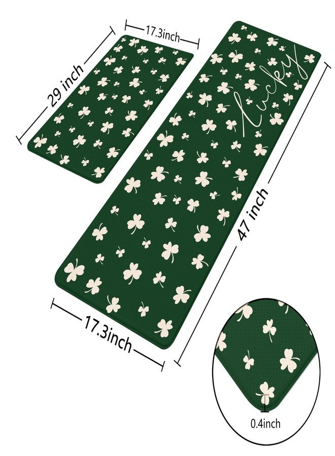 VivaNest Happy St. Patrick's Day Lucky Clovers Green Kitchen Rug Sets [2 PCs], Anti-Fatigue, Waterproof Non-Slip Kitchen Mats Heavy Duty Comfort Foam Rug for Kitchen, Floor, Home, Laundry,17.3"x29"+17.3"x47" - Image 4