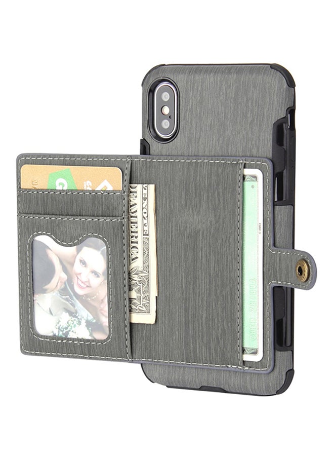 Protective Wallet Case Cover For Apple iPhone XS Max Grey - Image 1