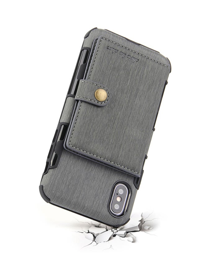 Protective Wallet Case Cover For Apple iPhone XS Max Grey - Image 3