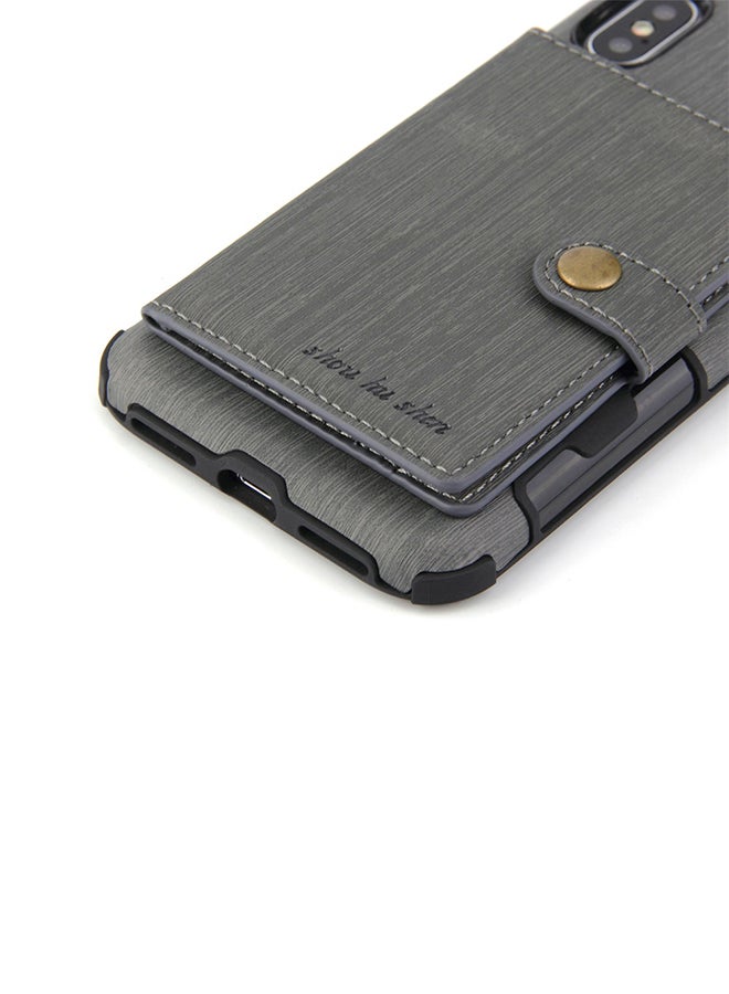 Protective Wallet Case Cover For Apple iPhone XS Max Grey - Image 4