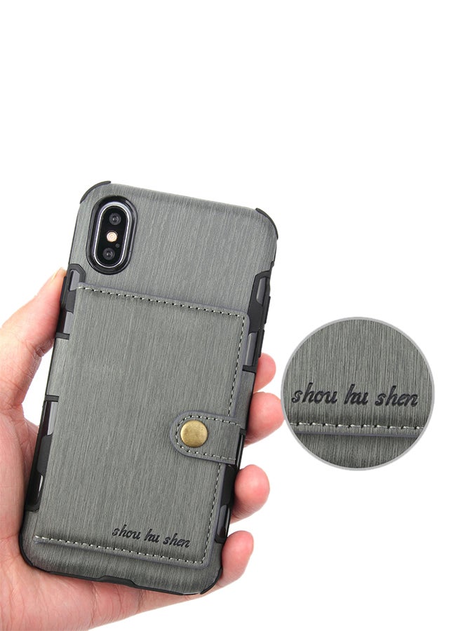 Protective Wallet Case Cover For Apple iPhone XS Max Grey - Image 5