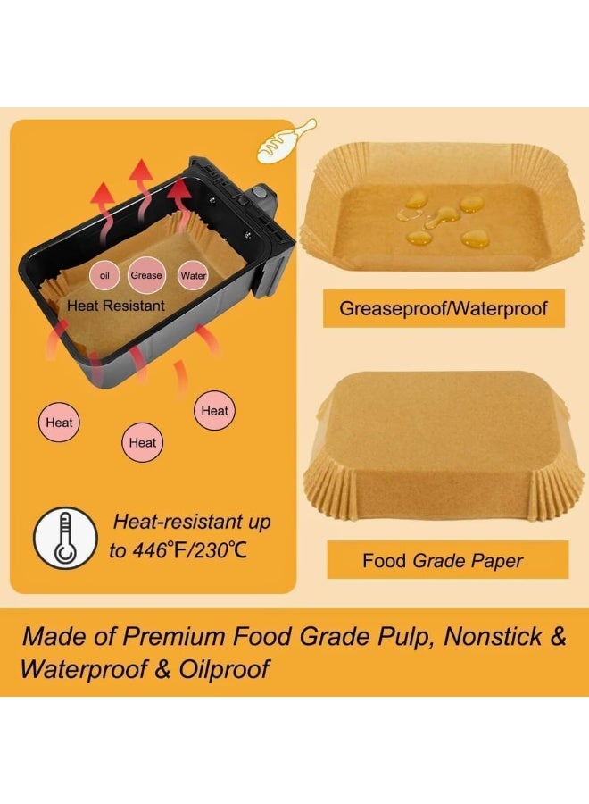 مجموعة ورق زبدة للقلاية الهوائية مستطيل للاستعمال مرة واحدة ومقاوم للالتصاق وطارد للماء والزيت متوافق مع القلاية الهوائية بالباب المزدوج ملحقات طبخ للمطبخ، مقاس 14 سم × 22 سم، 100 قطعة - Image 3