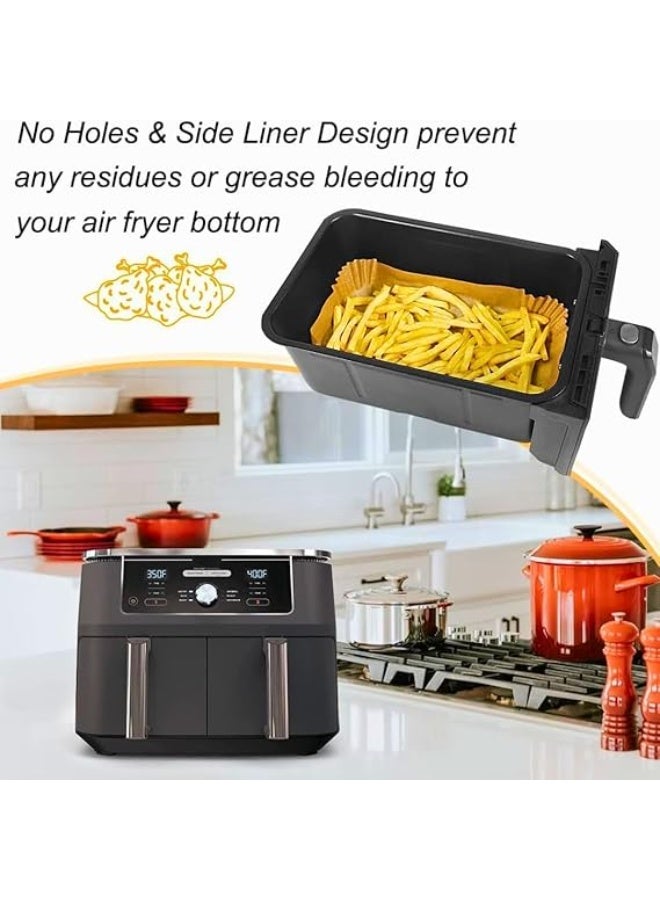 مجموعة ورق زبدة للقلاية الهوائية مستطيل للاستعمال مرة واحدة ومقاوم للالتصاق وطارد للماء والزيت متوافق مع القلاية الهوائية بالباب المزدوج ملحقات طبخ للمطبخ، مقاس 14 سم × 22 سم، 100 قطعة - Image 5