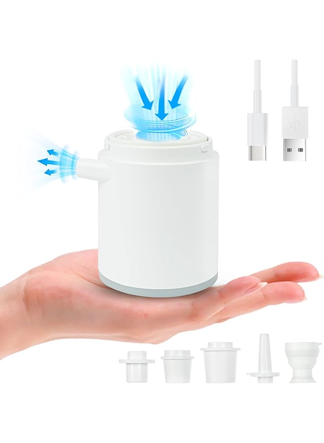 Excefore Electric Mini Air Pump Portable Air Pump With 5 Nozzles Camping Light 1360Mah Battery Usb Rechargeable Quick Fill Deflate & Inflate Pump For Airbed Pump Swimming Pool Camping Accessories - Image 1