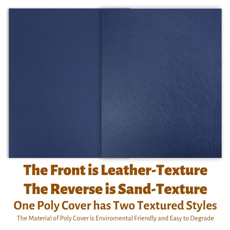Binditek 50 Pack 16 Mil Leather-Textured Heavyduty Polycovers, Letter Size, Plastic Binding Presentation Back Covers, 8-1/2 x 11", Square Corners, Unpunched, Navy - Image 2
