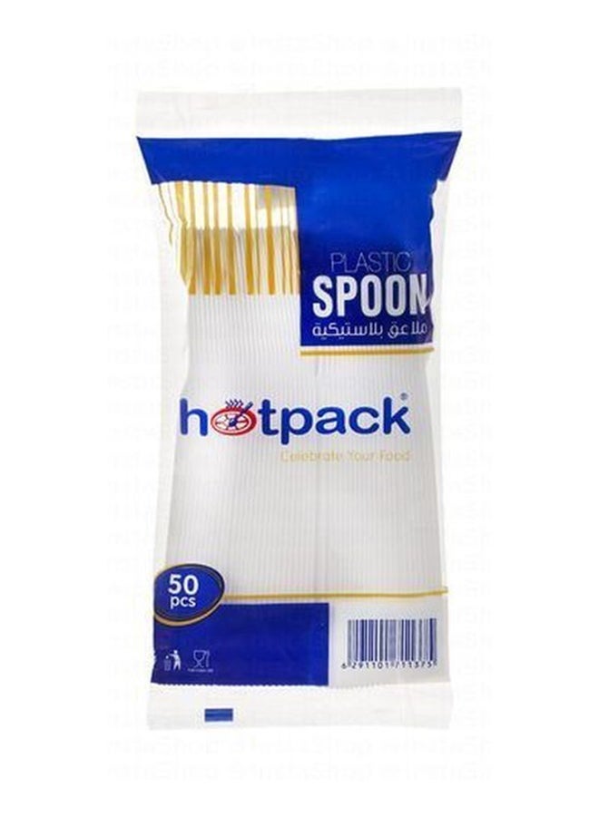 Hotpack White Disposable Plastic Spoons, 50'S